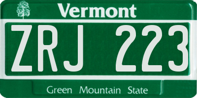 VT license plate ZRJ223