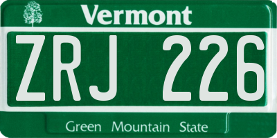 VT license plate ZRJ226