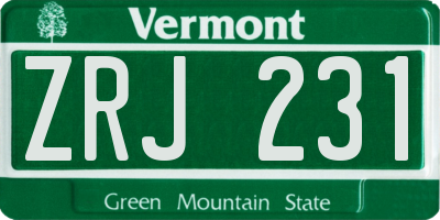 VT license plate ZRJ231