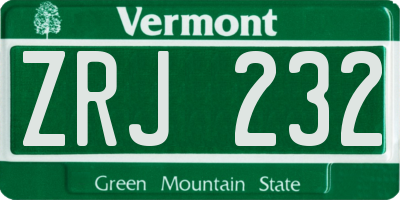 VT license plate ZRJ232