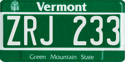 VT license plate ZRJ233