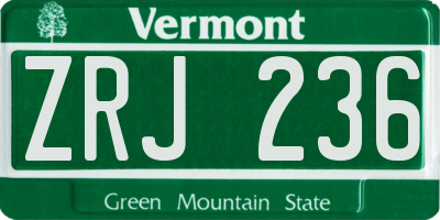 VT license plate ZRJ236