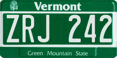 VT license plate ZRJ242