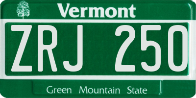 VT license plate ZRJ250