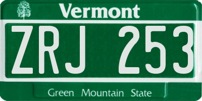 VT license plate ZRJ253
