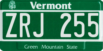 VT license plate ZRJ255