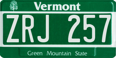 VT license plate ZRJ257