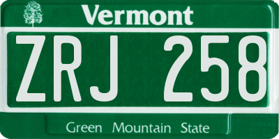 VT license plate ZRJ258