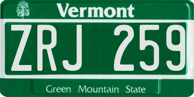 VT license plate ZRJ259