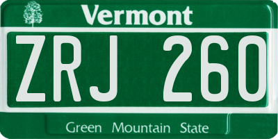 VT license plate ZRJ260