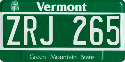 VT license plate ZRJ265