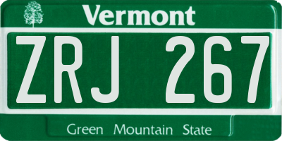 VT license plate ZRJ267