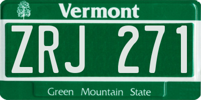 VT license plate ZRJ271