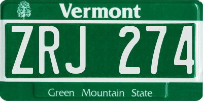VT license plate ZRJ274
