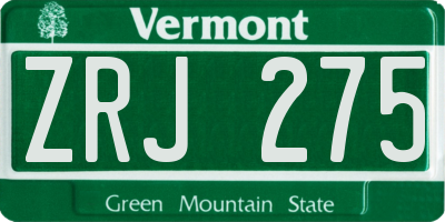 VT license plate ZRJ275