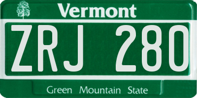 VT license plate ZRJ280