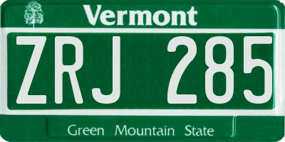 VT license plate ZRJ285