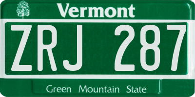 VT license plate ZRJ287