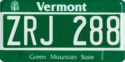 VT license plate ZRJ288