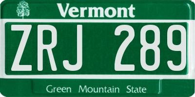 VT license plate ZRJ289