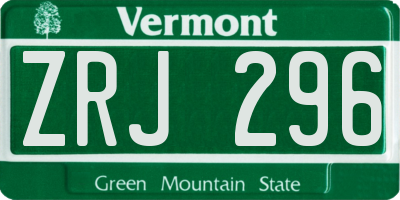 VT license plate ZRJ296