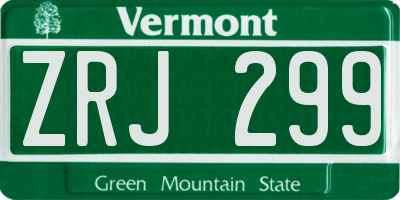 VT license plate ZRJ299