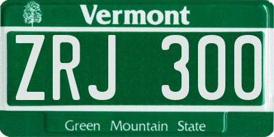 VT license plate ZRJ300