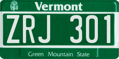 VT license plate ZRJ301