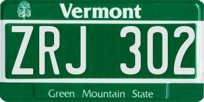 VT license plate ZRJ302