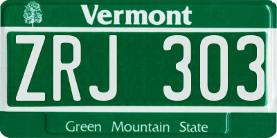 VT license plate ZRJ303