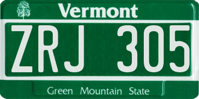 VT license plate ZRJ305