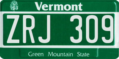 VT license plate ZRJ309