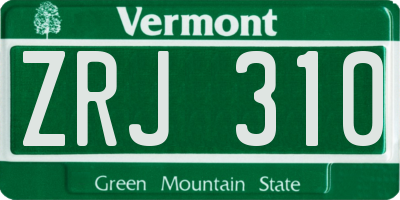 VT license plate ZRJ310