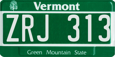 VT license plate ZRJ313