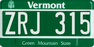 VT license plate ZRJ315