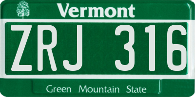 VT license plate ZRJ316