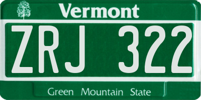 VT license plate ZRJ322