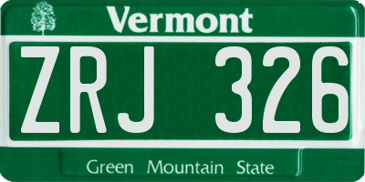 VT license plate ZRJ326