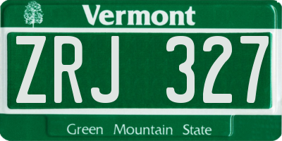 VT license plate ZRJ327