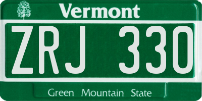 VT license plate ZRJ330