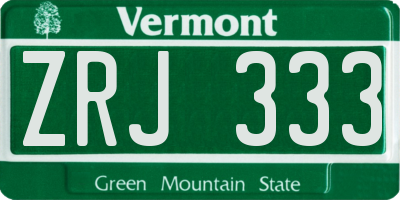 VT license plate ZRJ333