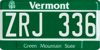 VT license plate ZRJ336
