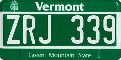 VT license plate ZRJ339