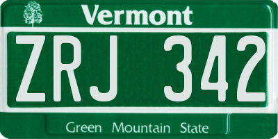 VT license plate ZRJ342
