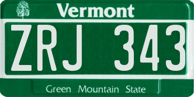 VT license plate ZRJ343