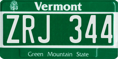 VT license plate ZRJ344