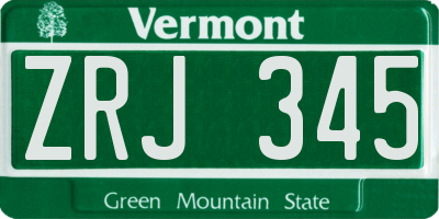 VT license plate ZRJ345