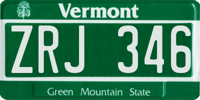 VT license plate ZRJ346