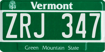 VT license plate ZRJ347