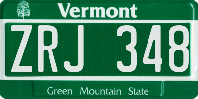 VT license plate ZRJ348